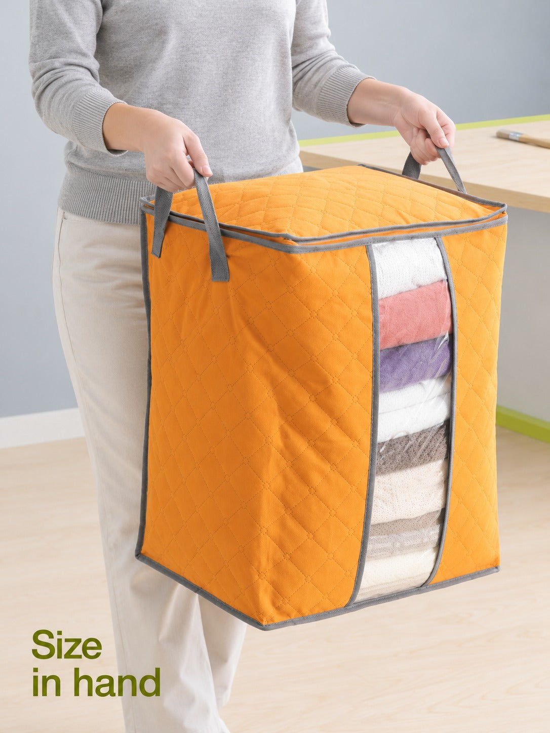 Quilted Under Bed Storage Bag With Clear Front Window
