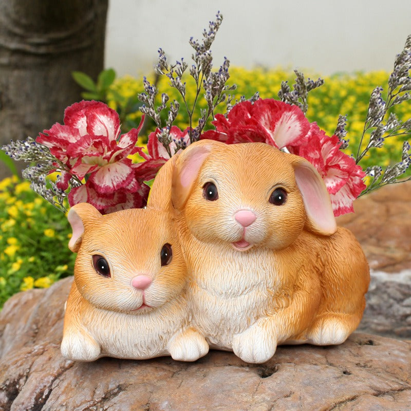 Rabbit Flowerpot Decor for Whimsical Garden Displays