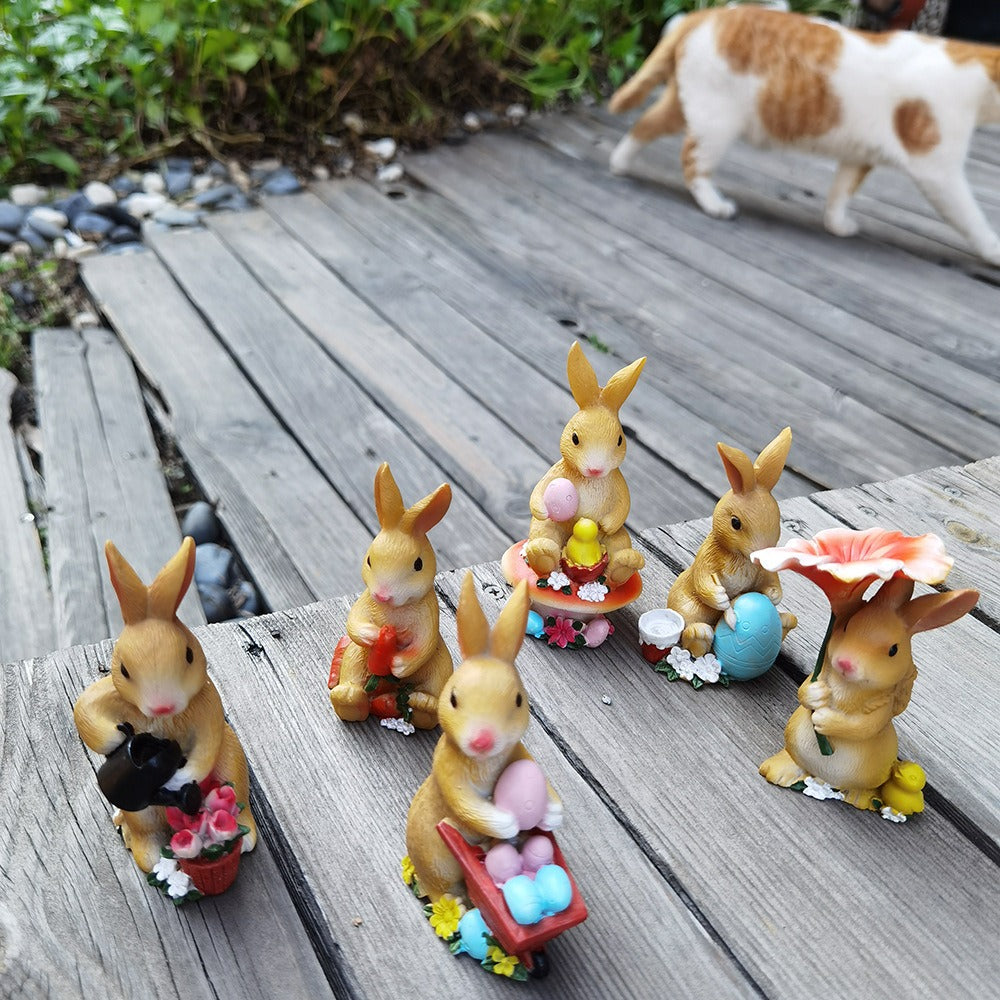 Rabbit Garden Ornaments 6-Pack for Whimsical Displays