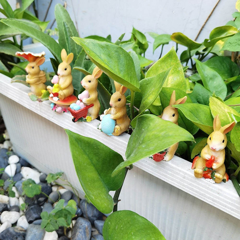 Rabbit Garden Ornaments 6-Pack for Whimsical Displays