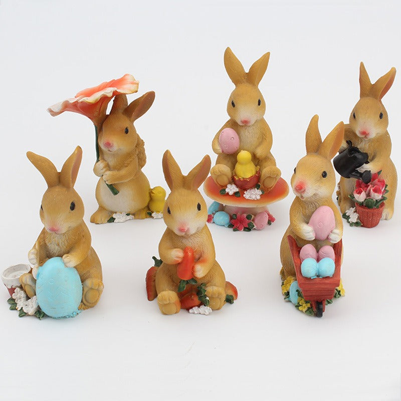 Rabbit Garden Ornaments 6-Pack for Whimsical Displays