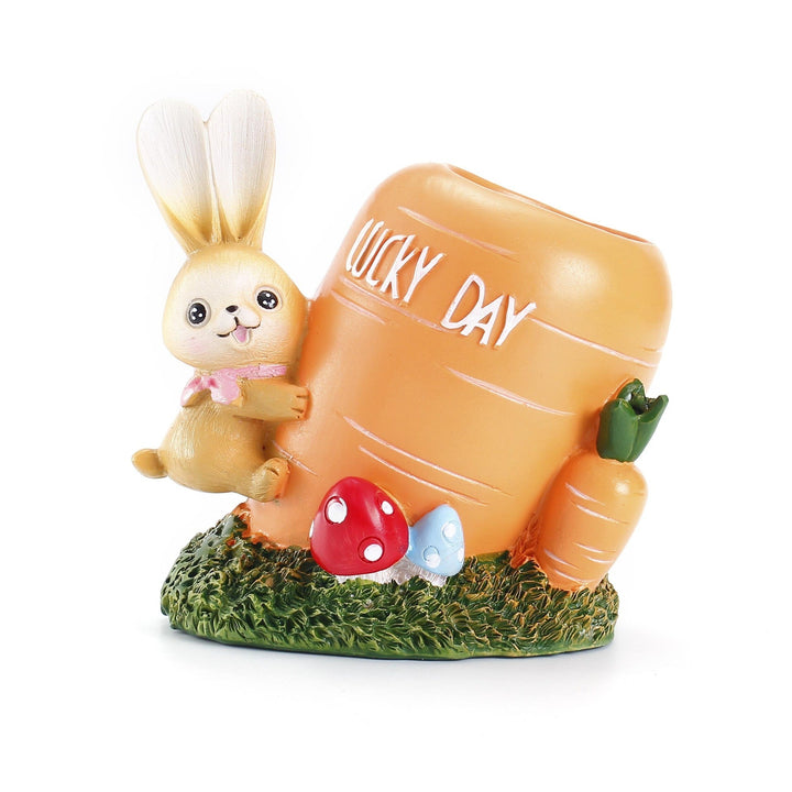 Rabbit Desk Organizer: Carrot-Shaped Pen Holder Decor