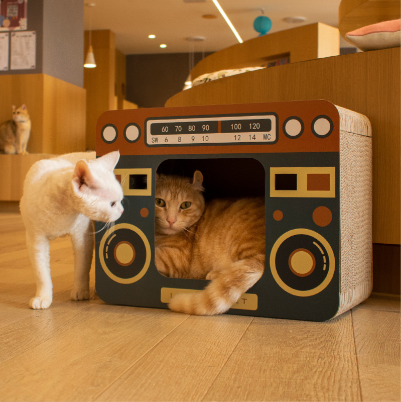 Cat Scratcher House With Cozy Retro Hideaway Design