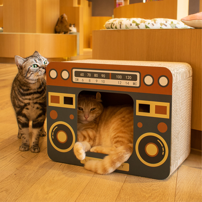 Cat Scratcher House With Cozy Retro Hideaway Design