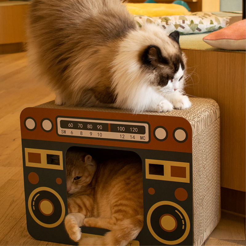 Cat Scratcher House With Cozy Retro Hideaway Design