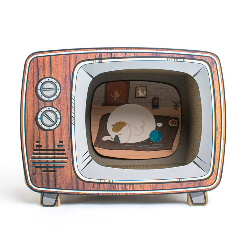 Cat Scratcher House With Cozy Retro Hideaway Design