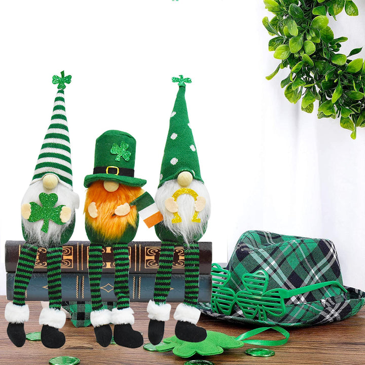 St. Patrick's Day Gnome Trio for Cheerful Shelves