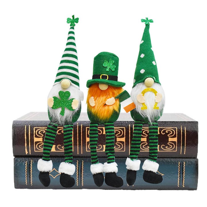 St. Patrick's Day Gnome Trio for Cheerful Shelves