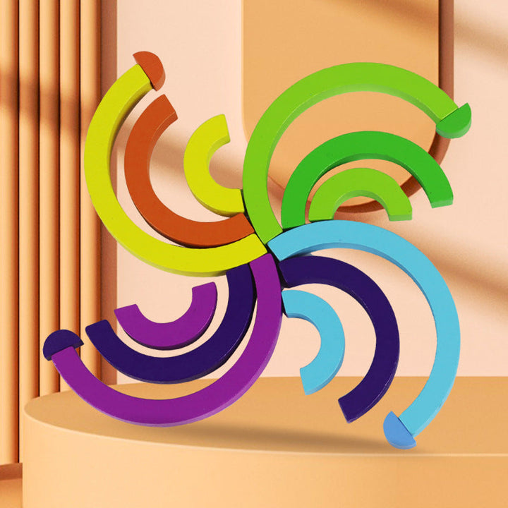 Rainbow Wooden Stacking Blocks for Creative Learning