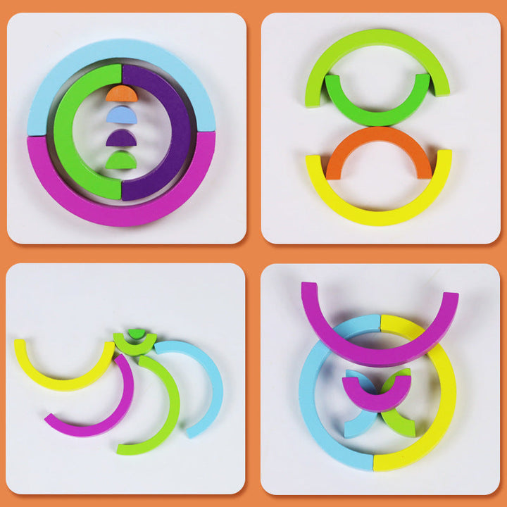 Rainbow Wooden Stacking Blocks for Creative Learning