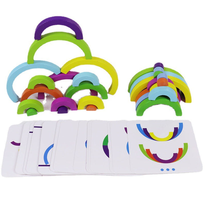 Rainbow Wooden Stacking Blocks for Creative Learning