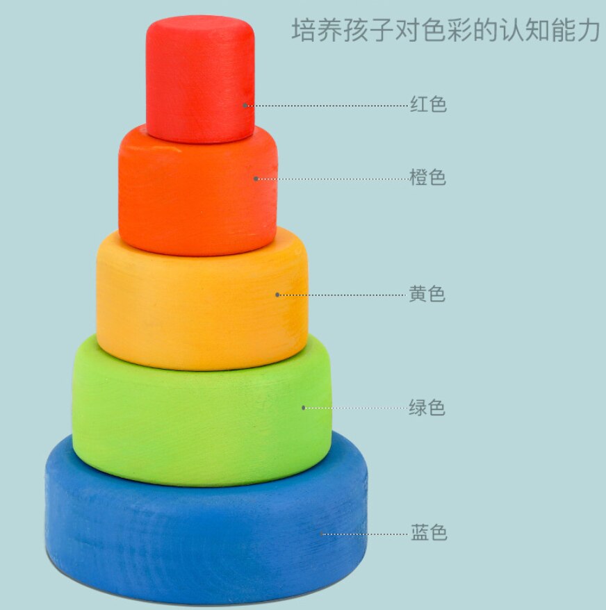 Wooden Rainbow Stacking Bowls for Early Learning Play