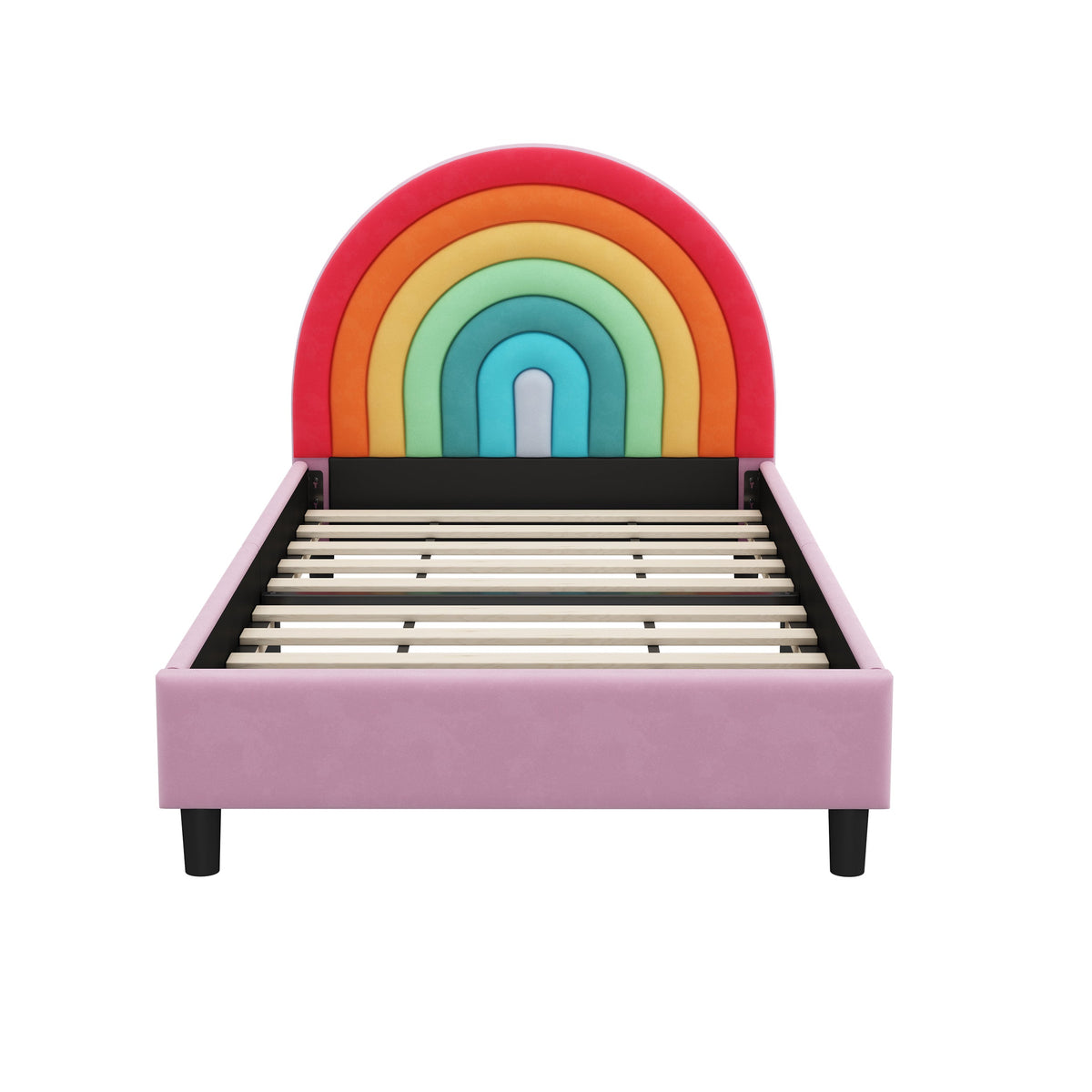Rainbow Upholstered Twin Platform Bed for Kids & Teens