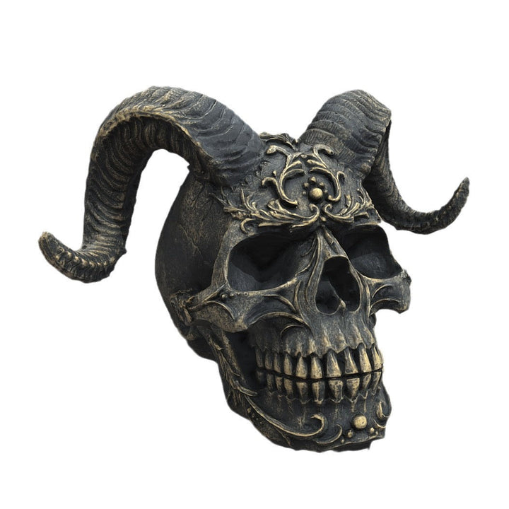 Gothic Ram Skull Sculpture for Dramatic Dark Decor