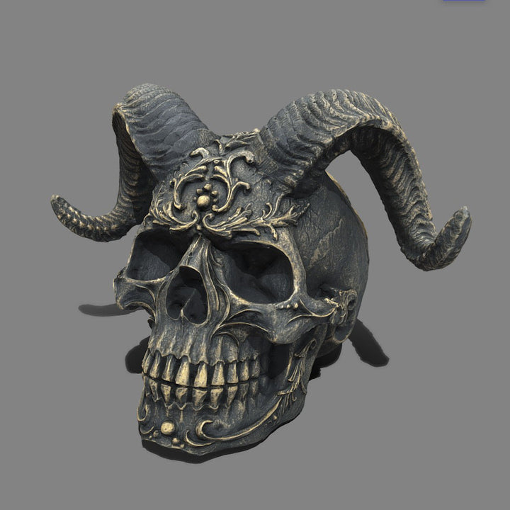 Gothic Ram Skull Sculpture for Dramatic Dark Decor