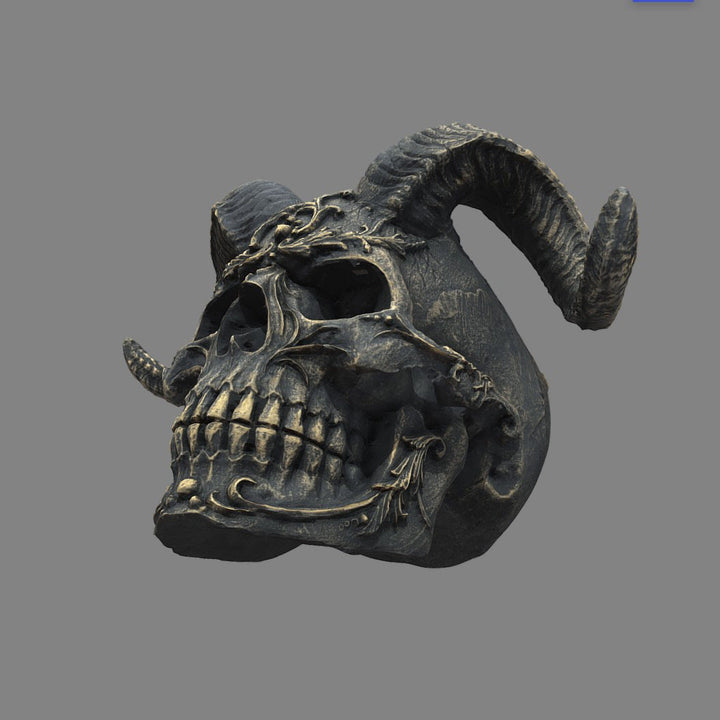 Gothic Ram Skull Sculpture for Dramatic Dark Decor