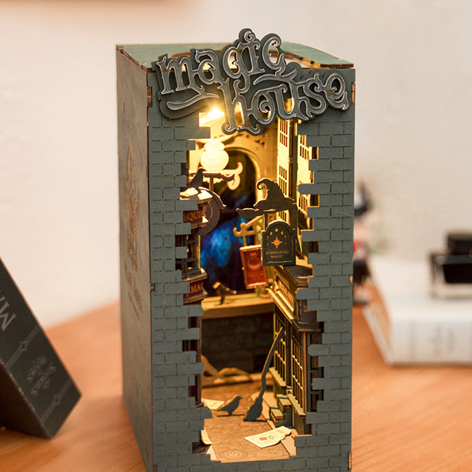 DIY Book Nook Insert: Glowing Magical Alley Display