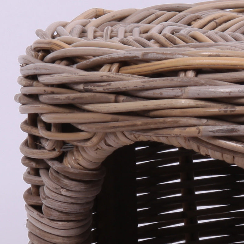 Rattan Pet Kennel Stool for Stylish Small-Pet Comfort