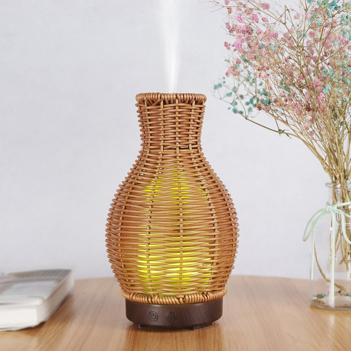 Rattan Vase Humidifier with Mood Light for Bedrooms