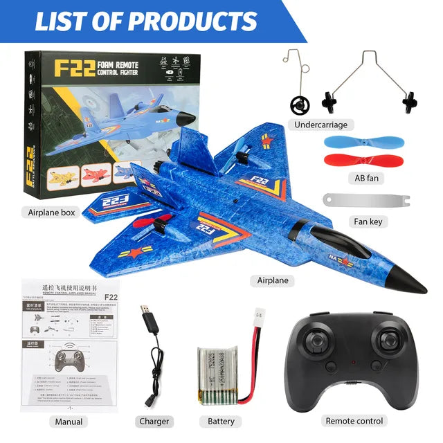 RC F22 Raptor Airplane With Night Flight LED Lights