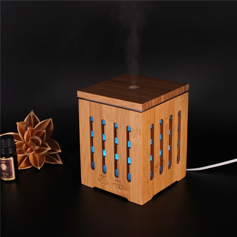 Real Bamboo Essential Oil Diffuser with 7 LED Light Colors