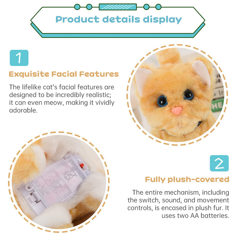 Interactive Walking Cat Toy With Sounds & Wagging Tail