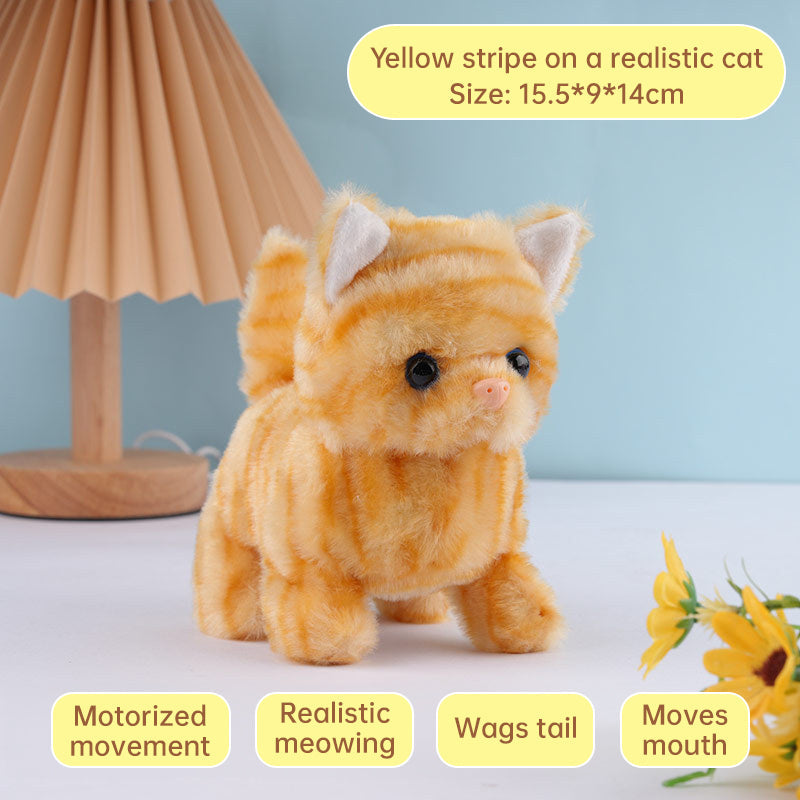 Interactive Walking Cat Toy With Sounds & Wagging Tail