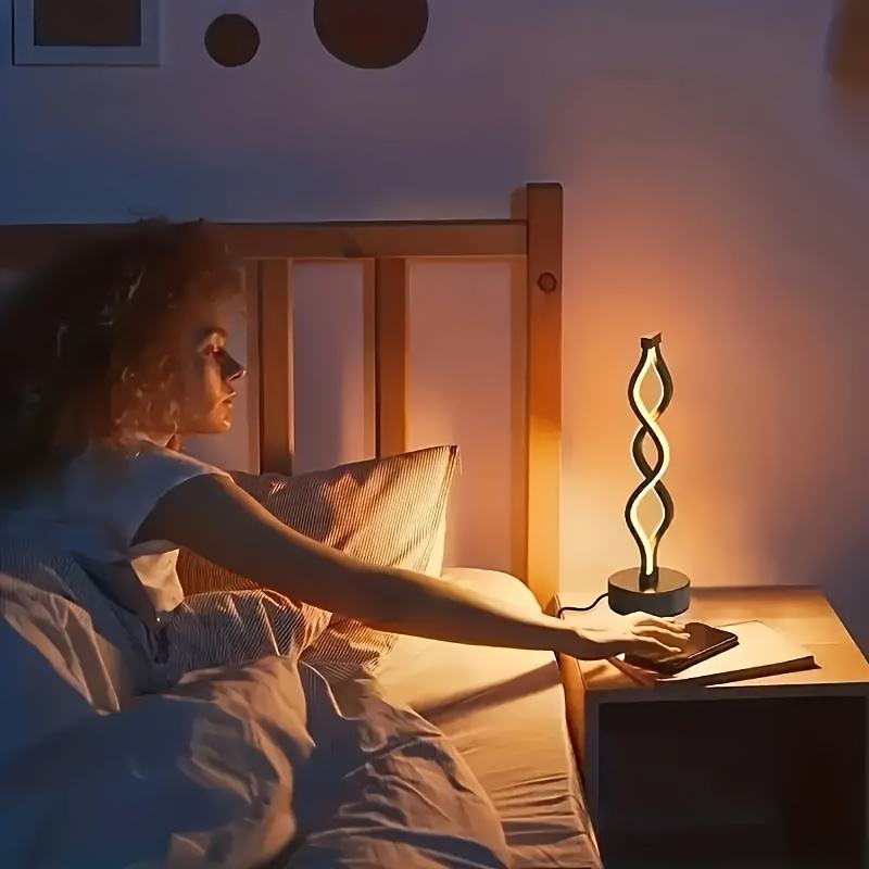 Spiral LED Table Lamp, Rechargeable Bedside Mood Light