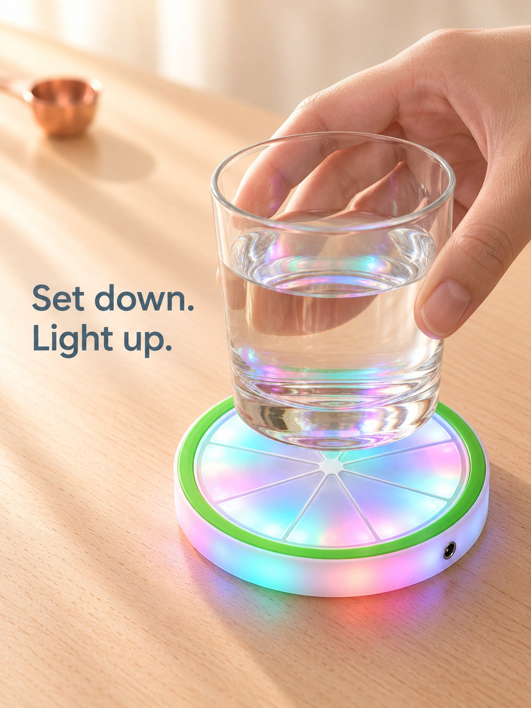 Rechargeable LED Drink Coaster with Color-Changing Glow