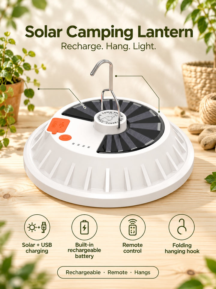 Rechargeable Solar Camping Lantern with Remote Control