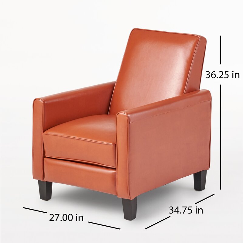 Orange Push Back Recliner Chair for Small Living Rooms
