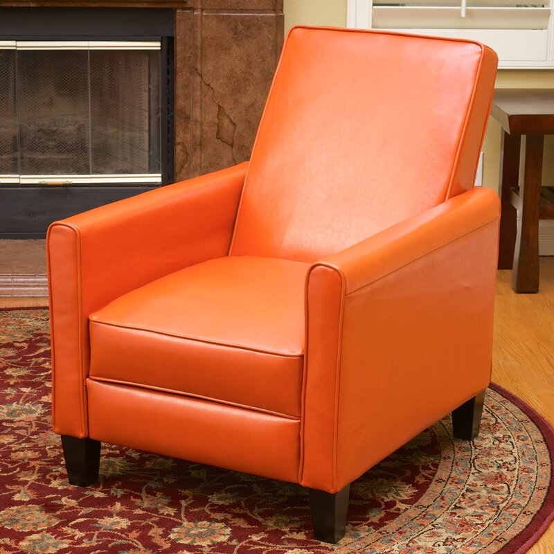Orange Push Back Recliner Chair for Small Living Rooms
