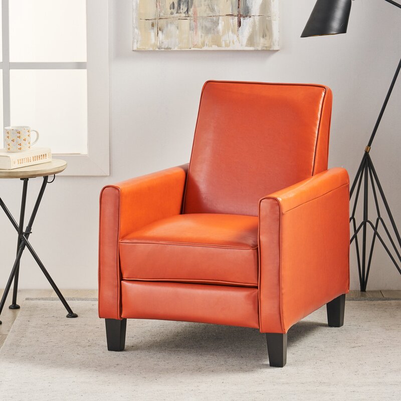 Orange Push Back Recliner Chair for Small Living Rooms