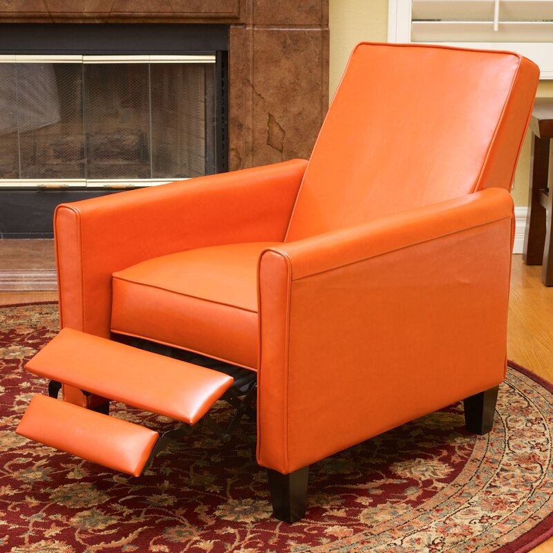 Orange Push Back Recliner Chair for Small Living Rooms