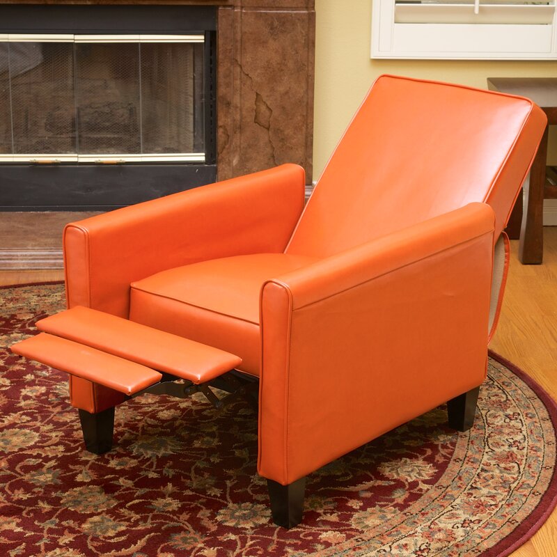 Orange Push Back Recliner Chair for Small Living Rooms