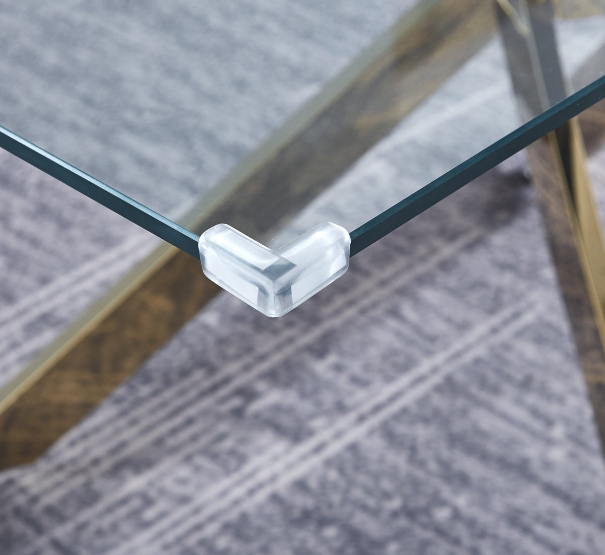 Modern Rectangular Glass Dining Table for 6 with Gold Base