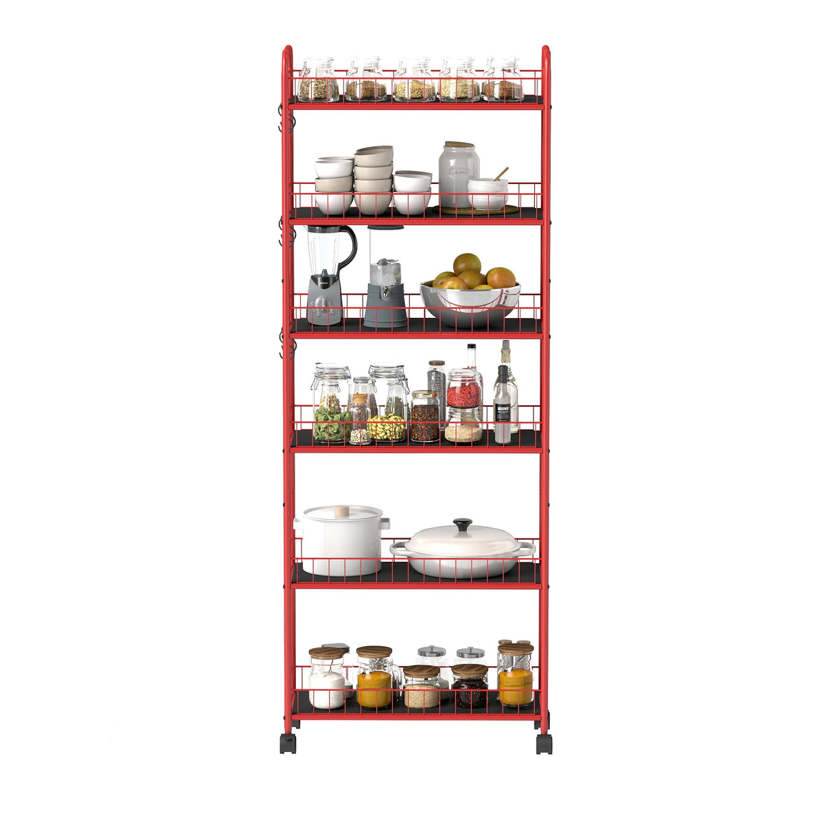 Six-Tier Slim Rolling Storage Cart for Narrow Spaces