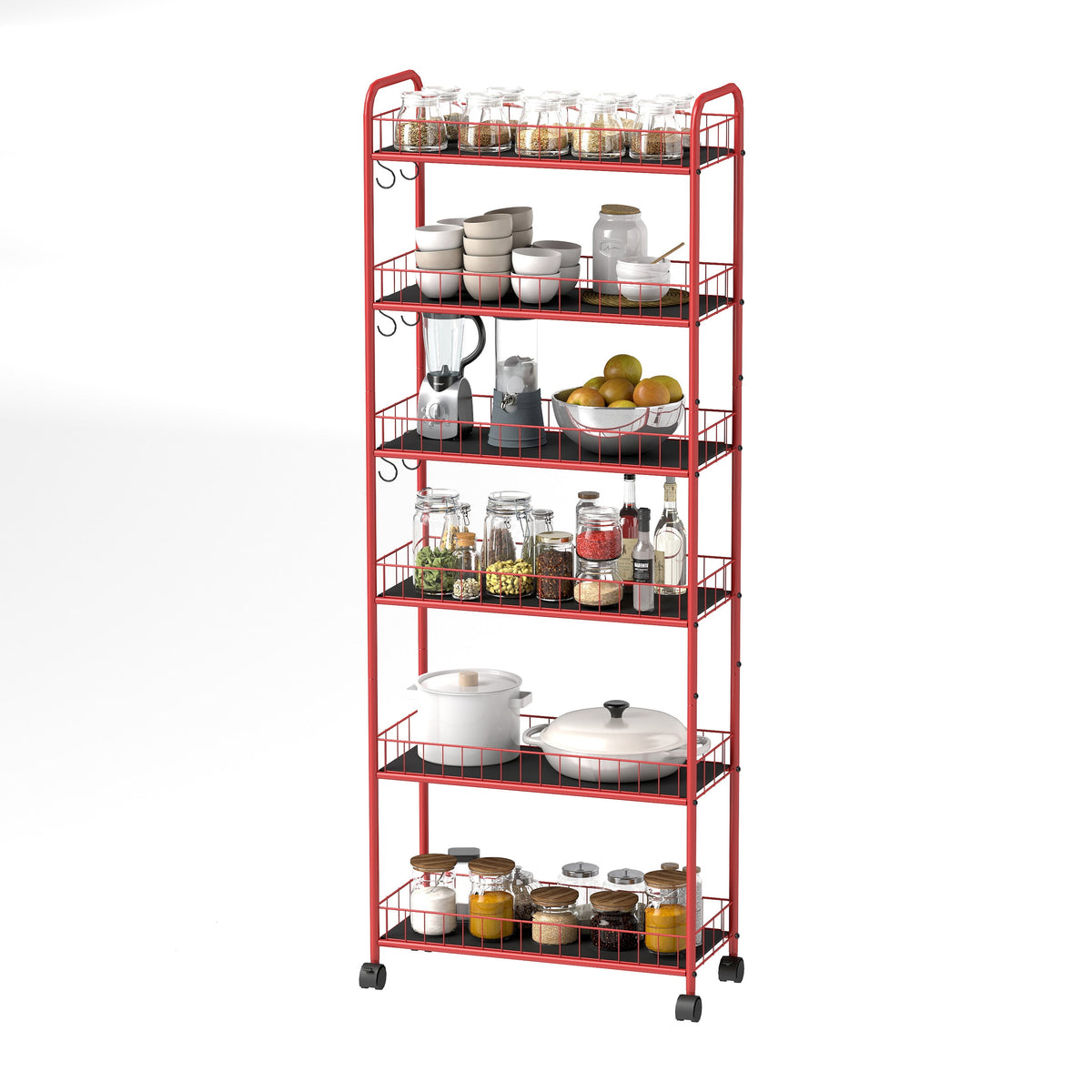 Six-Tier Slim Rolling Storage Cart for Narrow Spaces