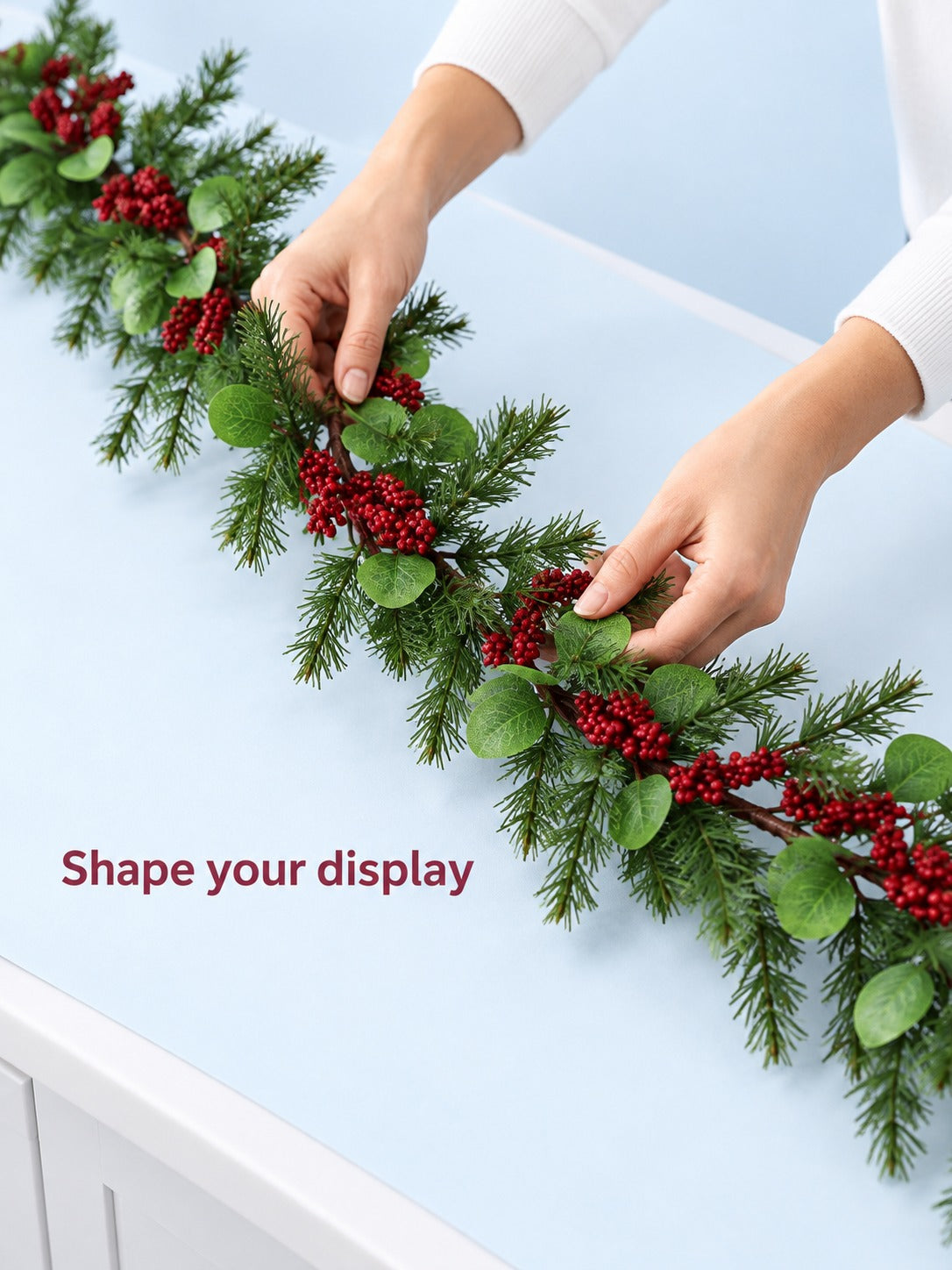 Red Berry Christmas Garland for Mantel, 5 Ft Length