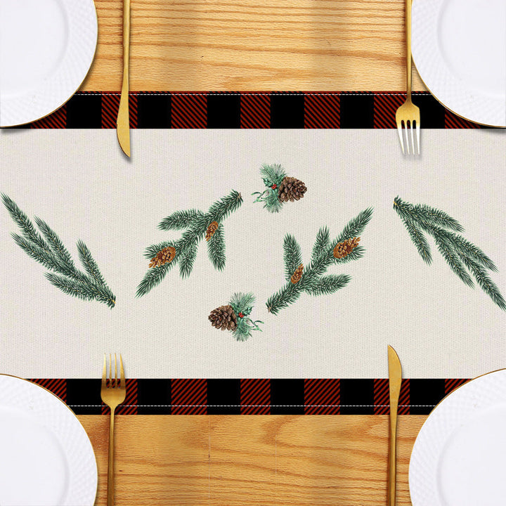 Christmas Table Runner | Red Truck Buffalo Check Decor