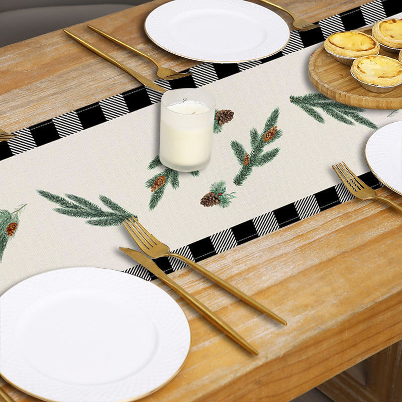 Christmas Table Runner | Red Truck Buffalo Check Decor