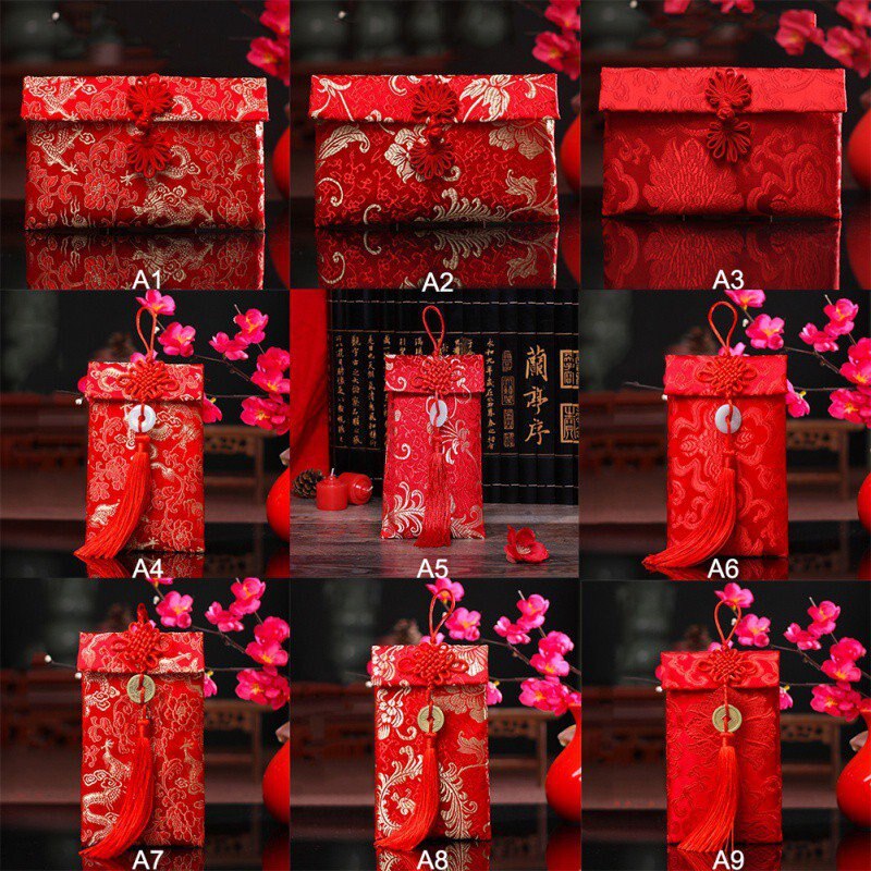 Red Brocade Gift Envelopes for Auspicious Giving