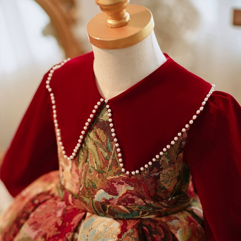 Girls' Red Princess Dress for Holiday Celebrations