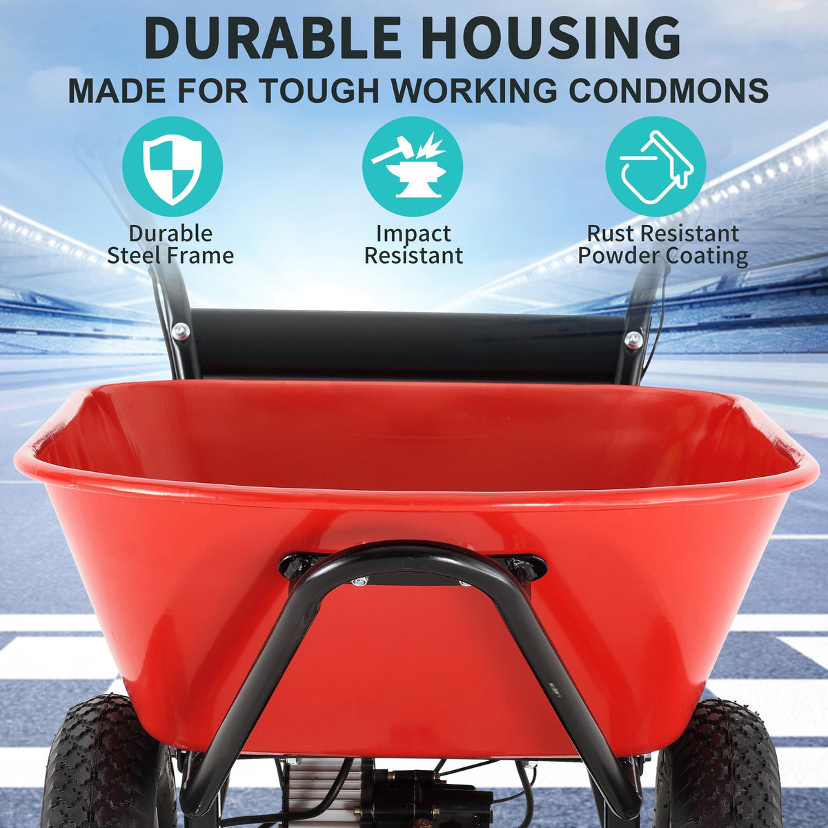 Electric Wheelbarrow Utility Cart, 330 lb Capacity