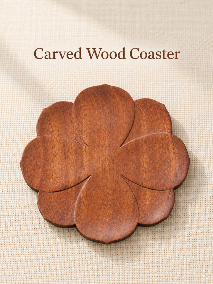 Red Sandalwood Coaster: Heat-Insulating Carved Wood Mat