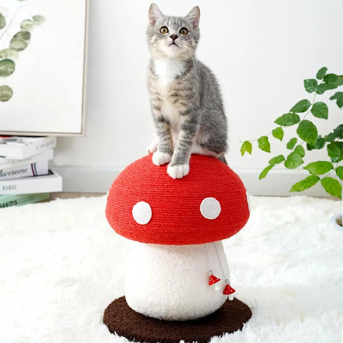 Mushroom Cat Scratching Post With Elevated Resting Perch