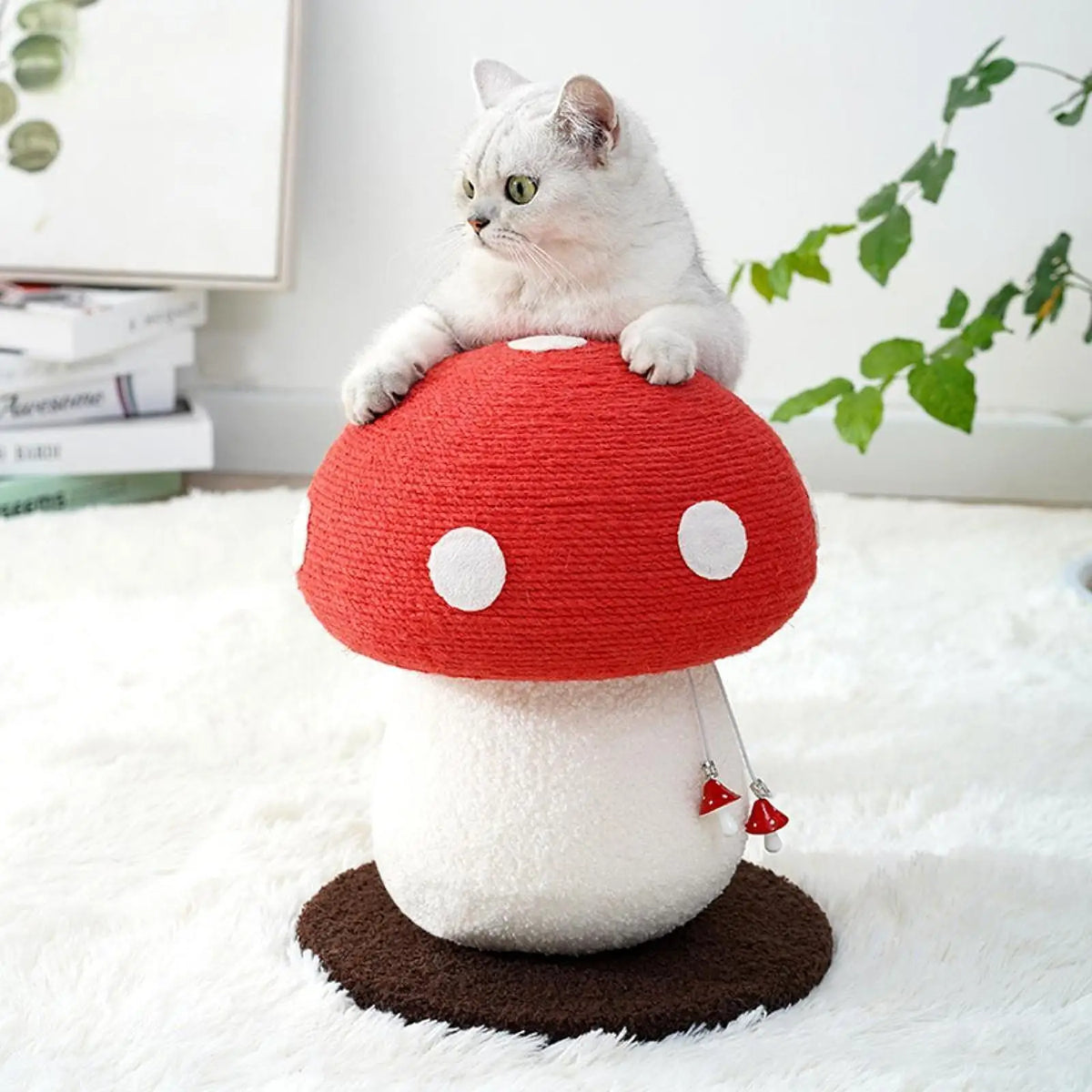 Mushroom Cat Scratching Post With Elevated Resting Perch