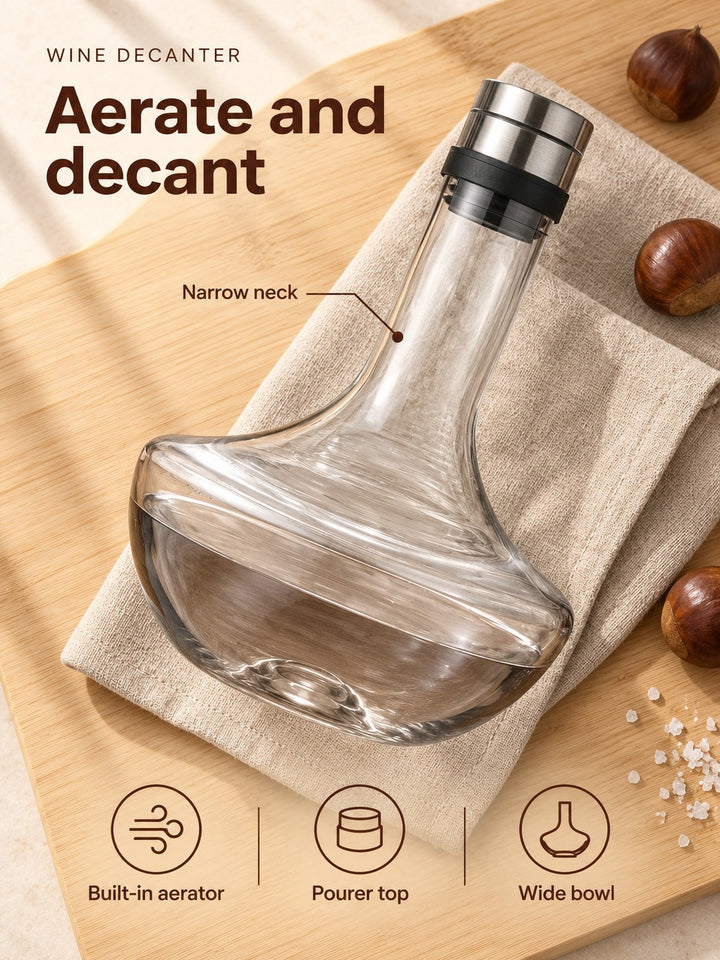 Red Wine Decanter with Built-in Aerator Pourer Carafe