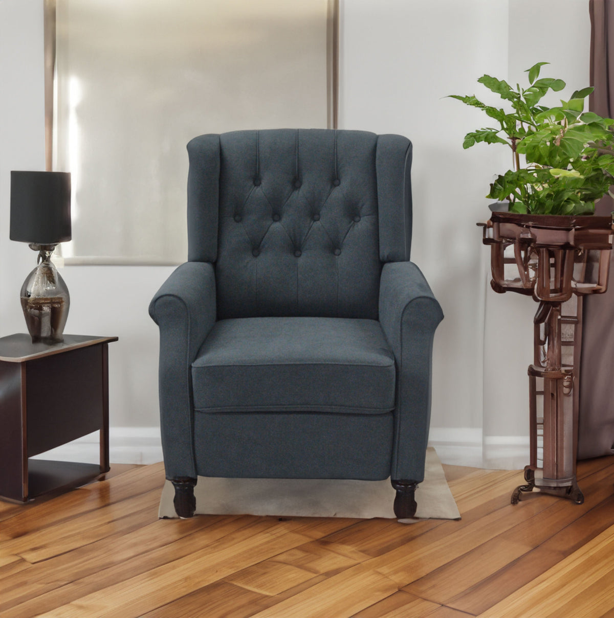 Dark Gray Tufted Wingback Recliner Chair for Living Room