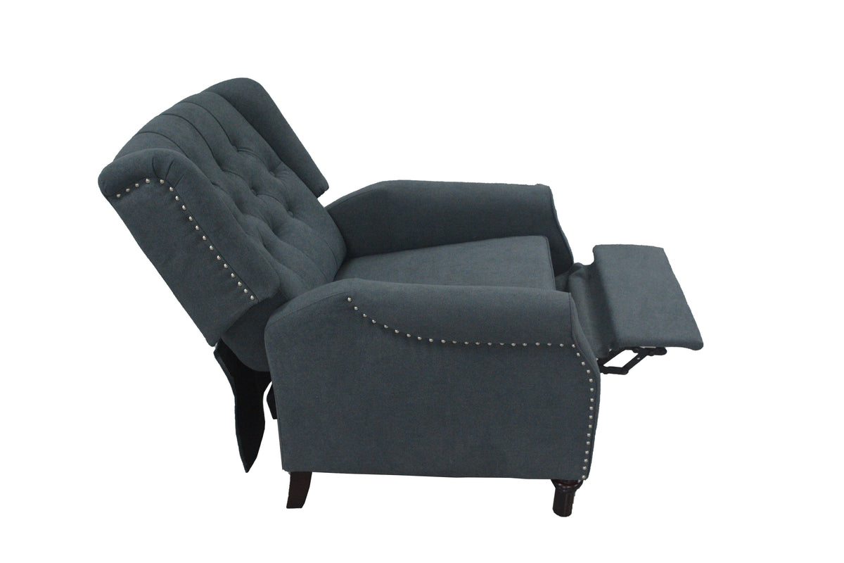 Dark Gray Tufted Wingback Recliner Chair for Living Room